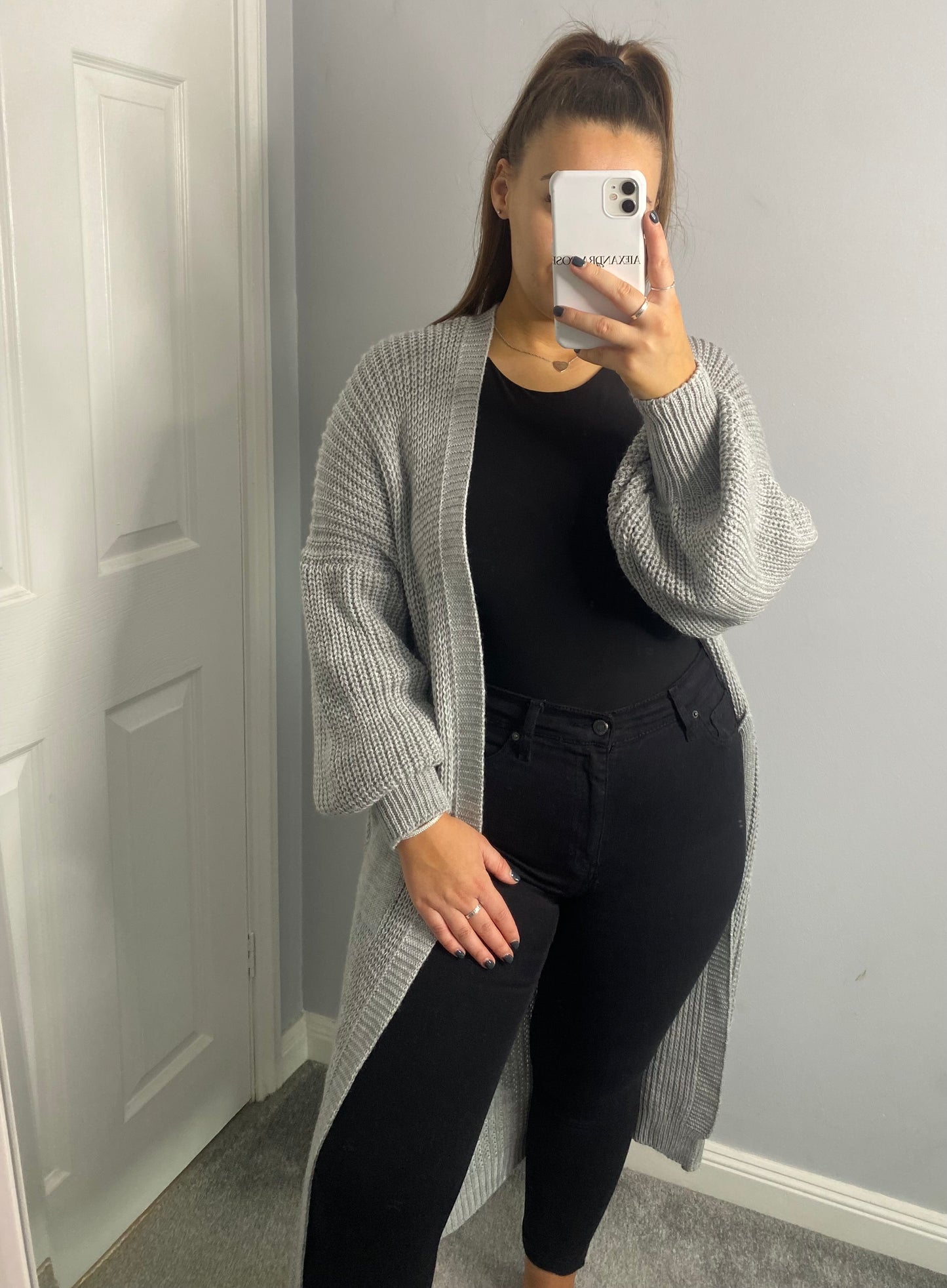 Longline Knit Cardigan Grey