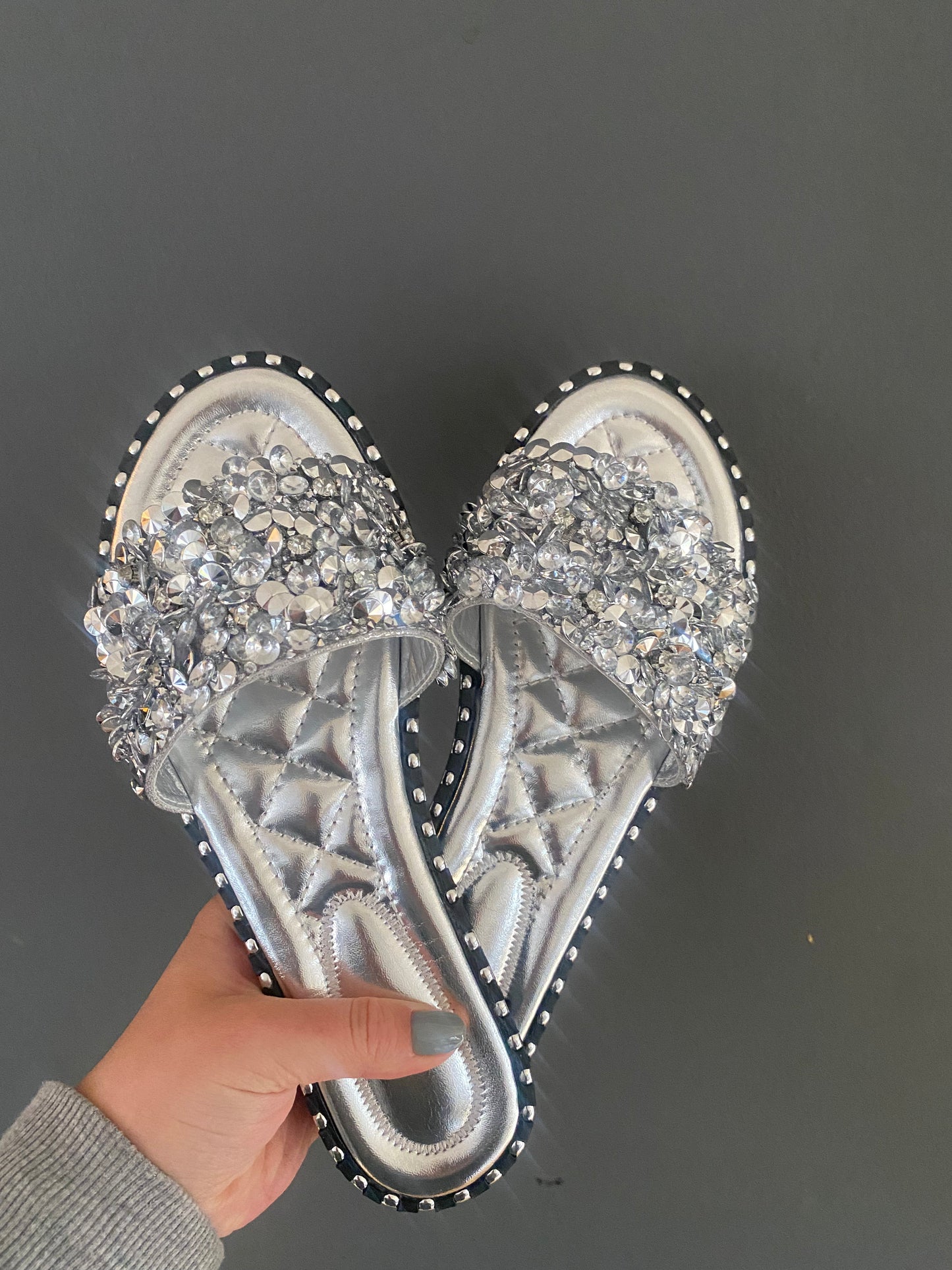 Diamanté Sliders Silver