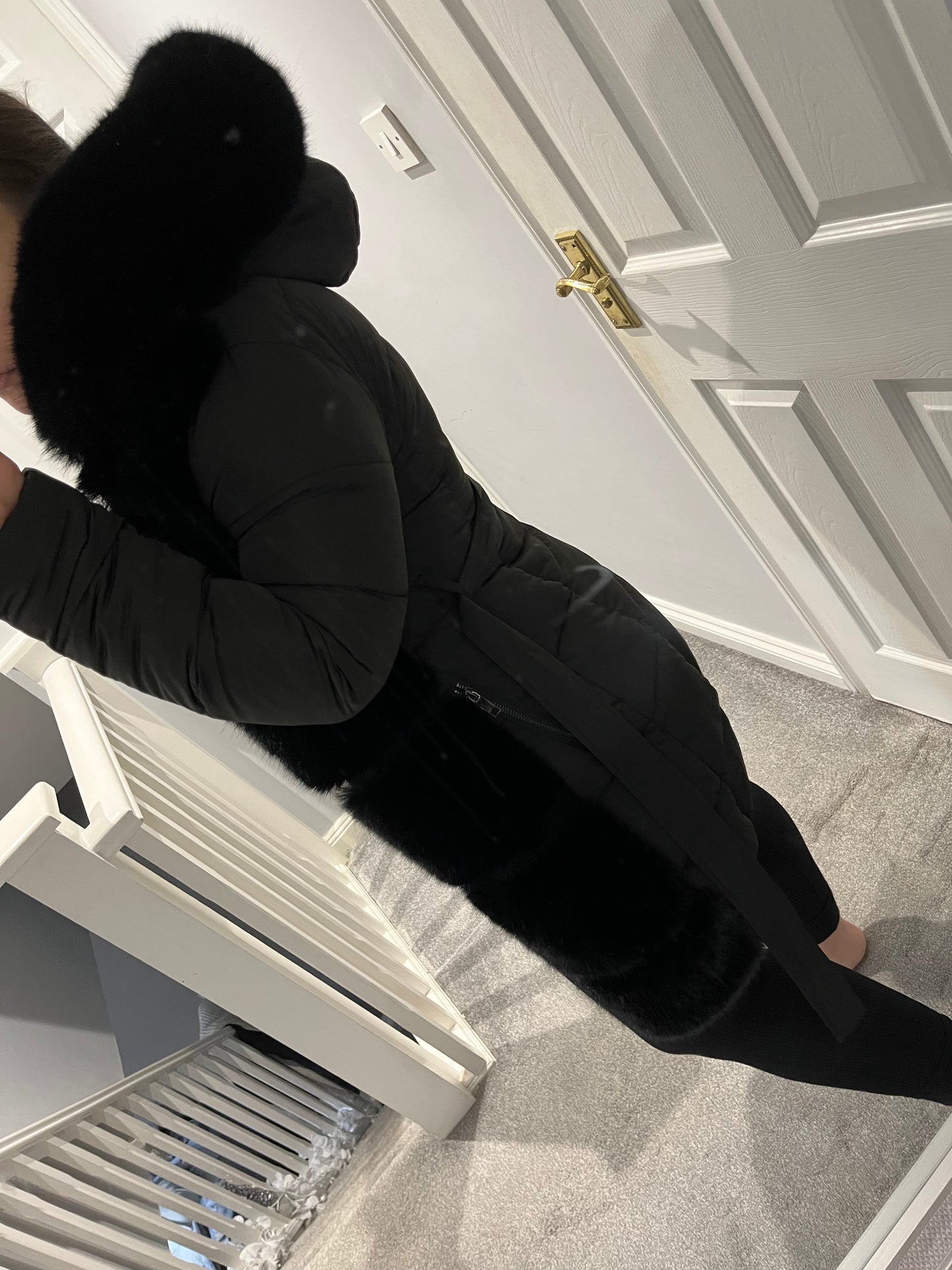 Faux fur puffer black