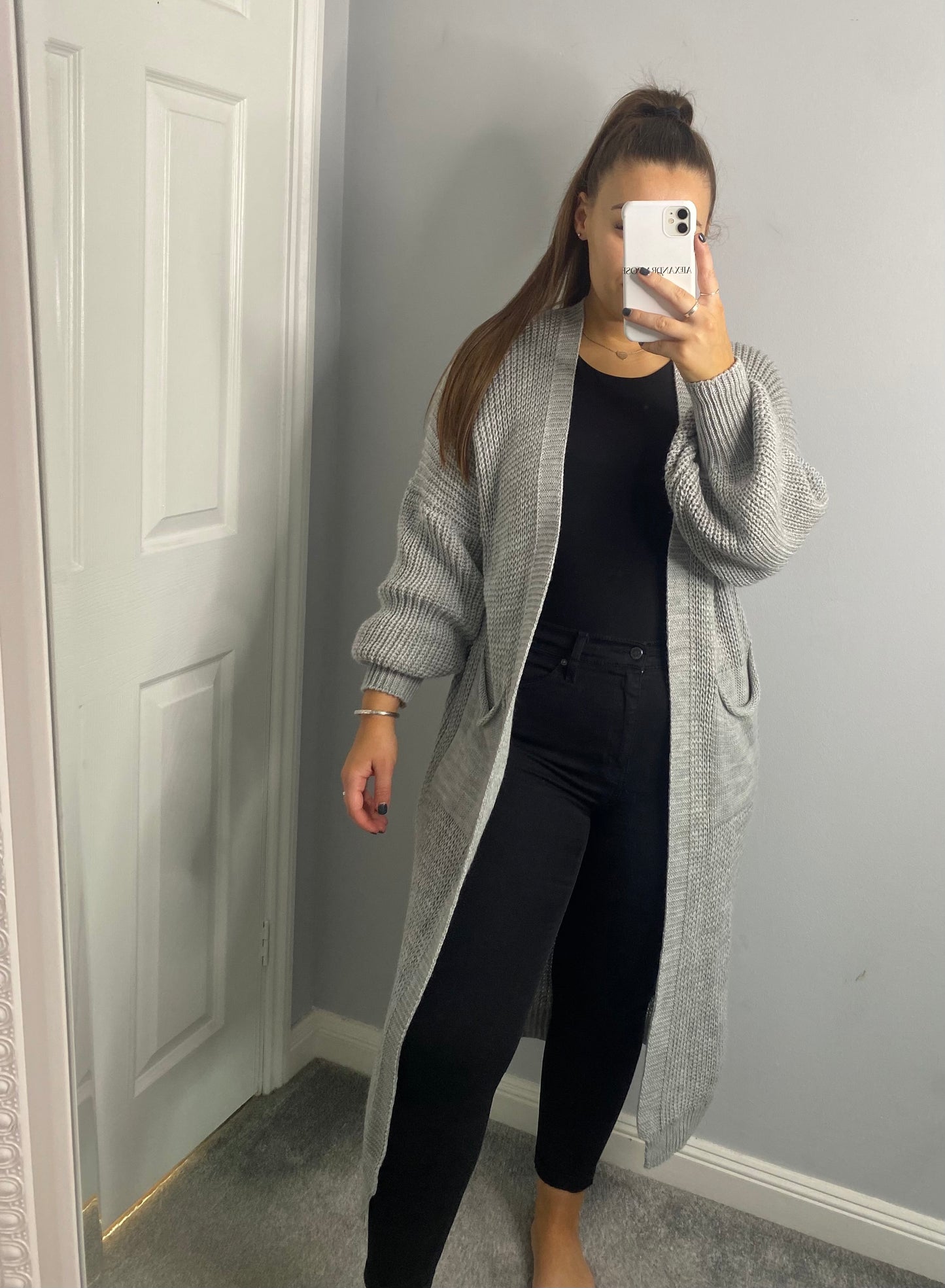Longline Knit Cardigan Grey