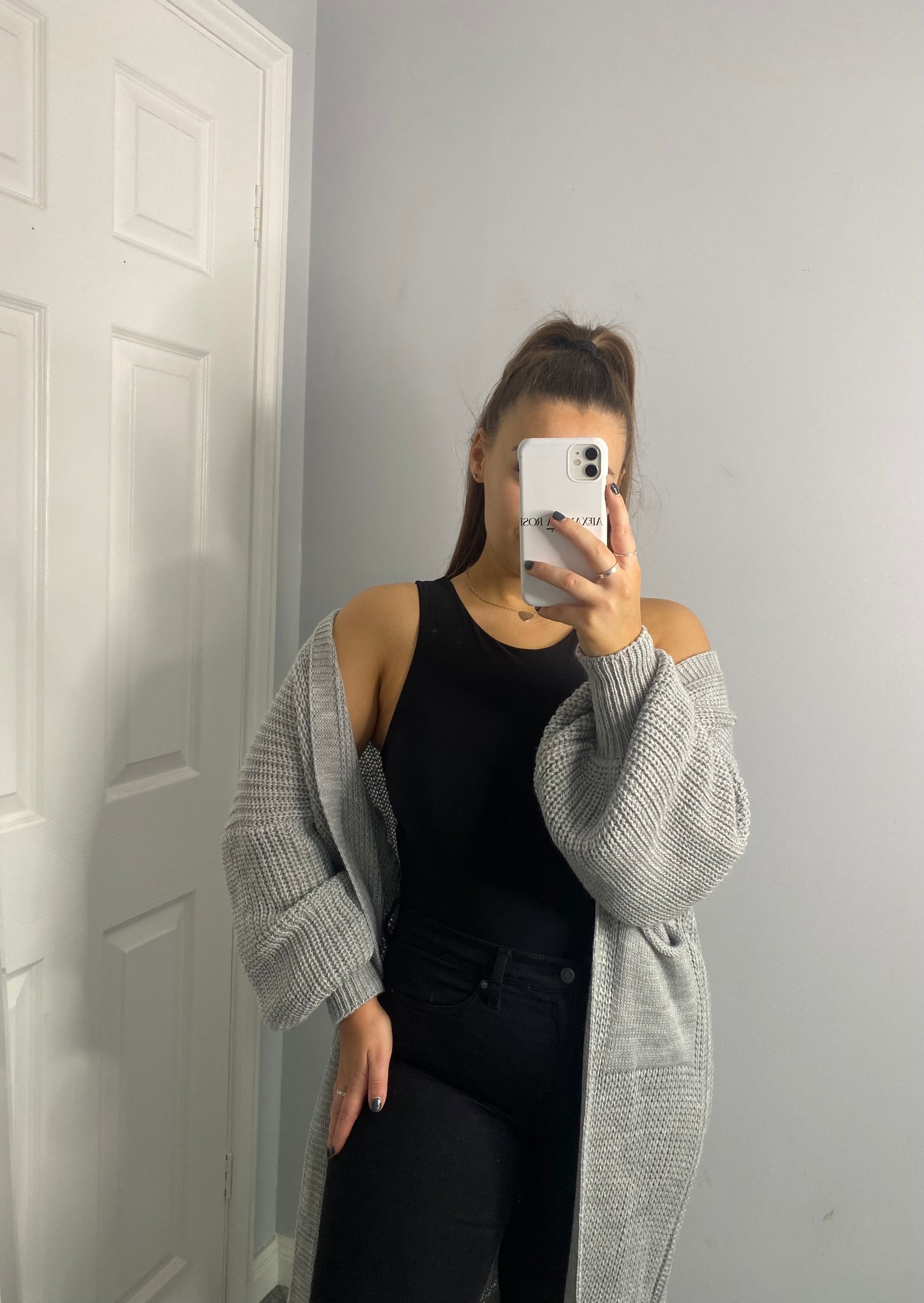 Longline Knit Cardigan Grey