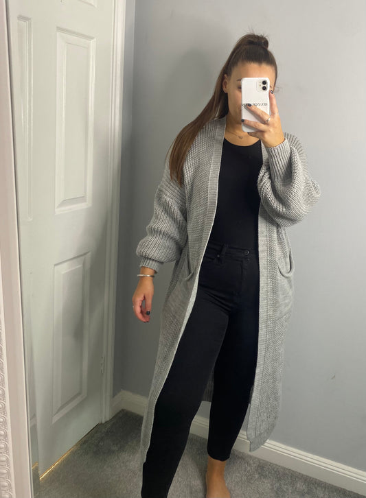 Longline Knit Cardigan Grey