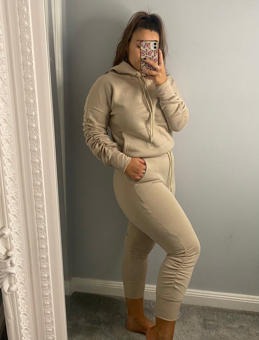 Ruched tracksuit stone
